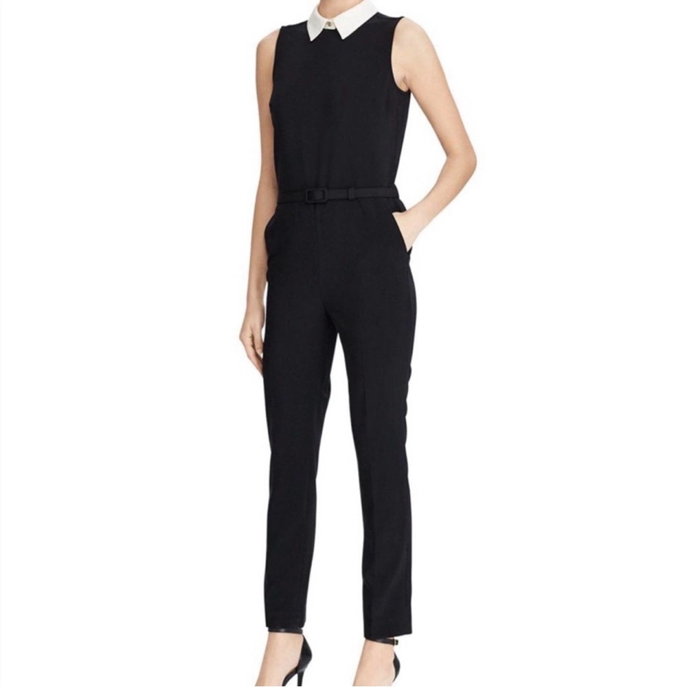 Lauren Ralph Lauren Sleeveless Collared Belted Jumpsuit